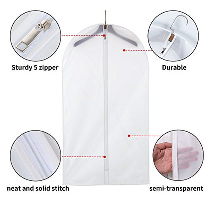 MsKitchen 6 Pack Long Garment Bags (24x60") - Dustproof Gown Covers - Durable PEVA Hanging Bags with Sturdy Zipper for Maxi Dresses, Long Coats & Dance Costumes (Translucent) - color: Translucent, size: 24" x 60" 6 Pack