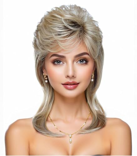 Adequate Mullet Wig for Women, Joe Dirt,Emo Wig,80s Costumes Fancy Party Accessory Cosplay, Halloween (Blonde) - color: A-Blonde