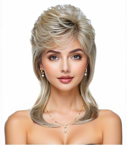 Adequate Mullet Wig for Women, Joe Dirt,Emo Wig,80s Costumes Fancy Party Accessory Cosplay, Halloween (Blonde) - color: A-Blonde