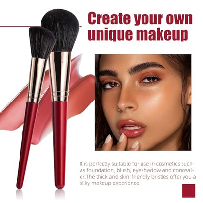 BS-MALL 15PCS Professional Makeup Brushes Set – Multi-Purpose Travel-Friendly Makeup Brush Set with Case – Affordable & Luxury Makeup Kit for Even Application (Golden red)