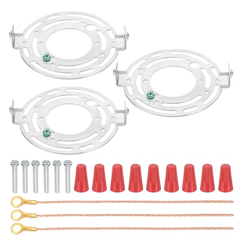 PATIKIL 115mm (4.5") Universal Light Fixture Mounting Bracket Kit, 3 Set Light Crossbar Round Ceiling Plate with Bare Copper Ground Wire for Wall Light Ceiling Lighting Pendant Chandelier - size: 115mm (4.5")