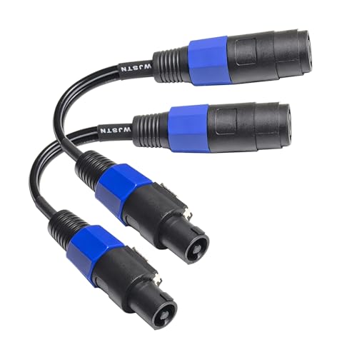 WJSTN Speakon to Speakon Speaker Cables, 12 Gauge AWG,Speakon Male to Female Adapters Audio Cord DJ Speaker Cable Wire with 6in 2Pack