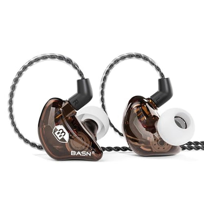 BASN Bsinger BC100 in Ear Monitor Headphones,Brown | Universal Fit Noise Isolating IEM Earphones for Musicians Singers Studio Audiophiles - color: Brown