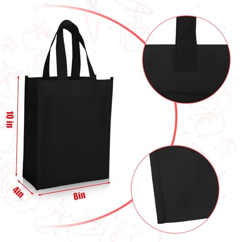 Jexine 72 Pcs Non Woven Tote Bags Bulk, Reusable Large Gift Bags with Handles, Grocery Bag for Party Favors, 14 x 10 Inch - color: Black