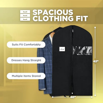Garment Bags for Hanging Clothes 3-Pack - Travel Suit Closet Covers for Men and Women - Long Dress, Mens Jackets, Coats, Shirts, Dance Clothing Protector - Zipper Hanger Wardrobe Dust Cover (42 Inch) - size: 42-Inch, 3-Pack