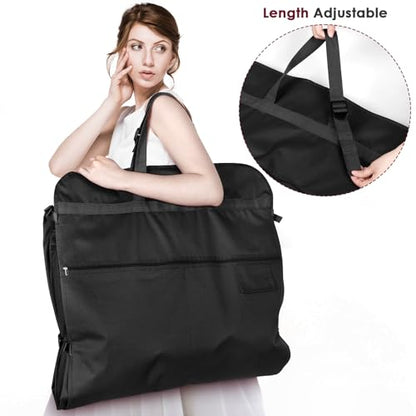 Wedding Dress Garment Bag 72" Dress Bags for Gowns Long with Accessories Pockets Bridal Garment Cover with Adjustable Handles for Wedding Dress, Prom Evening Gown - color: Black
