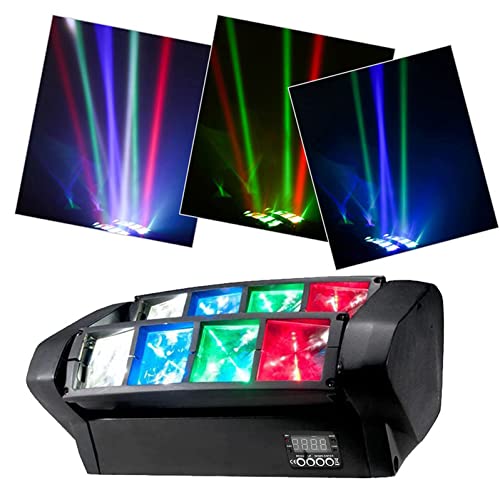 Topteng 80W DMX Moving Head Light DJ Light RGBW, Sound Activated 8LED RGBW Spider Moving Head Stage Lighting Beam DMX Disco Party DJ Lighting