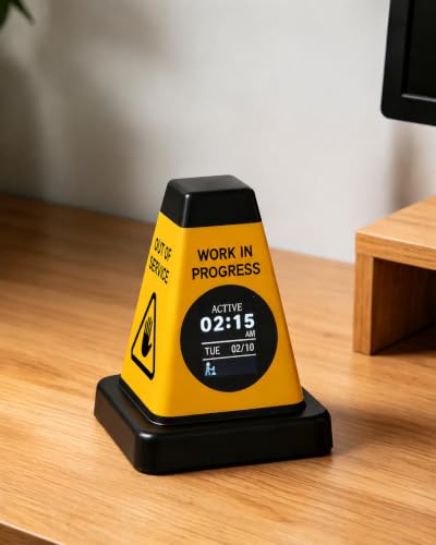 Desk Alarm Clock with Traffic Cone Design, Novelty Alarm Clock, USB Powered