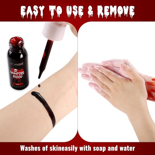 UCANBE Halloween Dripping Fake Blood Realistic Blood Drops Body Paint Washable Fake Blood Makeup Kit For Zombie Vampire Clown Monster Clothes Costume Cosplay SFX Special Effects Makeup 30ML(Old) - color: Old