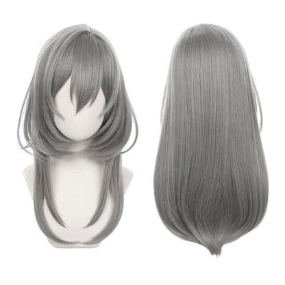 Anime Grey Long Wigs Women Straight Hair with Bangs COS Adult Game F!Trailblazer Cosplay Wigs Halloween,Christmas,Comic con,Game Show,Party - color: Gray W