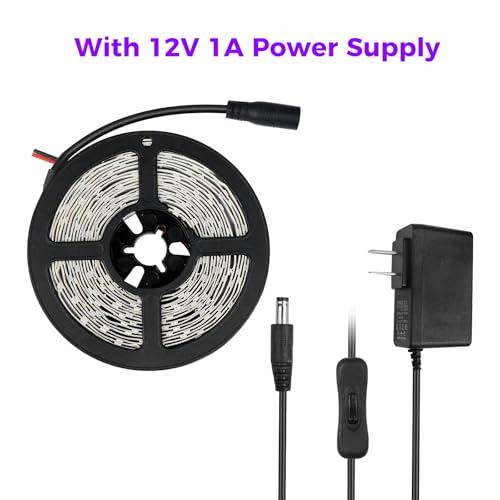 Super Bright 24 Watts UV Black Light LED Strip, 16.4FT/5M 3528 300LEDs 395nm-405nm Waterproof IP65 Blacklight Night Fishing implicitly Party with Power Supply - color: Waterproof, size: 24Watts
