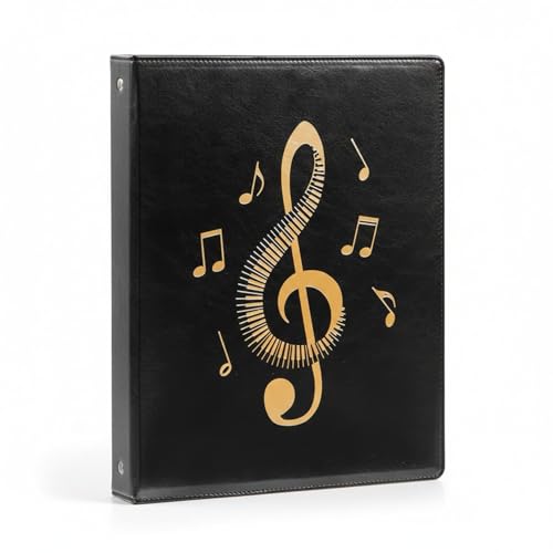 Black Sheet Music Folder 4-Ring PU Binder 20 Non-Reflective Sheets/40 Page - color: Black