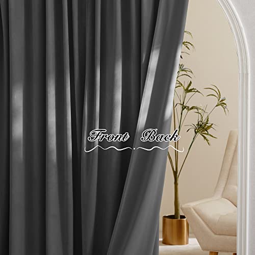 Pony Dance Dim Gray Velvet Blackout Curtains - Rod Pocket Back Tab Thick Plush Heavy Thermal Insulated Drapes for Living Room/Bedroom, 52Wx 84L, 2 Panels - color: Dim Gray, size: 52"W x 84"L (Pack of 2)