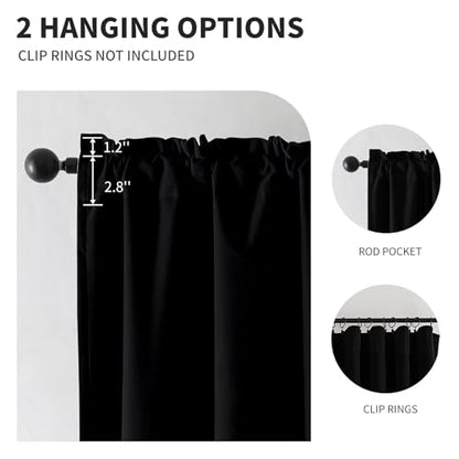 CUCRAF Black Velvet 100% Blackout Curtains 72 inches Long, Thermal Insulated, Noise Reducing Rod Pocket Luxury Drapes for Bedroom Living Room(52x72 inches, 2 Panels) - color: Black, size: 52"W x 72"L (Pack of 2)