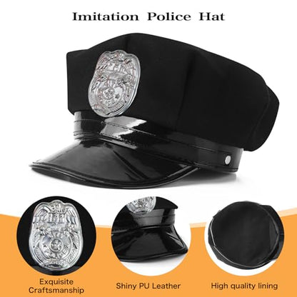 Police Costume Accessories Adjustable Cop Hat for Adult Kids Police Officer Theater Dress Up Theme Party Halloween costume Accessories