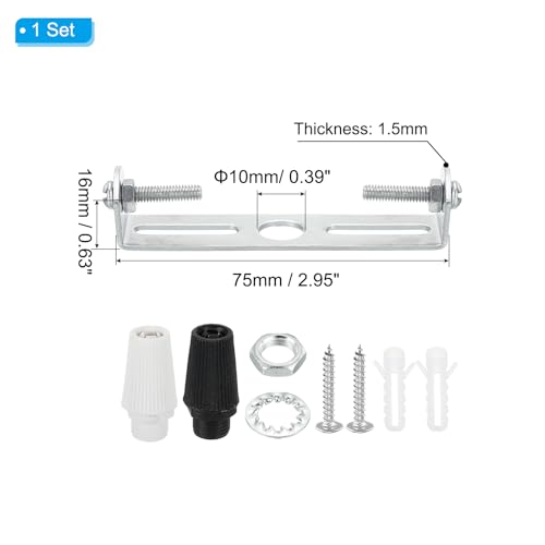 PATIKIL 75mm Ceiling Light Plate Kit, 1 Set Light Fixture Mounting Bracket Plate Steel Crossbar for Home Pendant Wall Light with Screw Washer Nut 2 Color Cap - size: 75mm