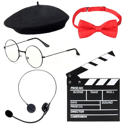 Yewong 4 Pieces Kids Director Costume Accessories Set for Filmmaker Awards Career Day Dress up Movie Night Party Supplies - color: Set B