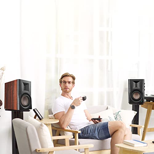 HiVi-Swans D200 Bluetooth Powered Bookshelf Speakers - Studio Monitor Speakers - Computer Speakers for TV/Turntable/PC/Monitor - 5 Inch Near Field 260w RMS - Wood Grain - style: D200