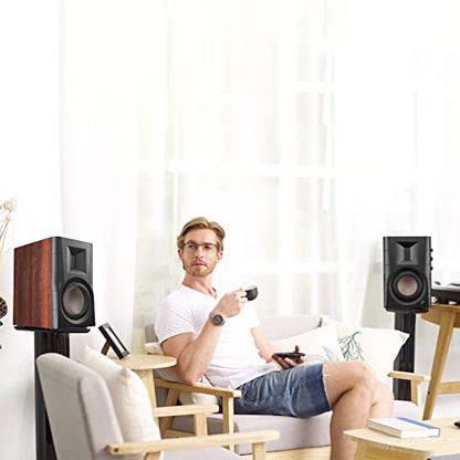 HiVi-Swans D200 Bluetooth Powered Bookshelf Speakers - Studio Monitor Speakers - Computer Speakers for TV/Turntable/PC/Monitor - 5 Inch Near Field 260w RMS - Wood Grain - style: D200