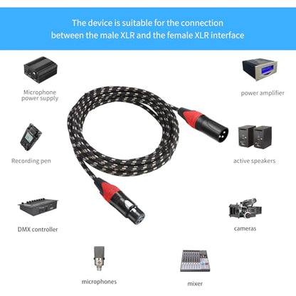 XLR Cable 25ft 4 Packs - Premium Balanced Microphone Cable with 3-Pin XLR Male to Female Mic Speaker Cable, Black and White Grid Layer, Pure Copper and Plated Conductors - color: Black White Grid, size: 25 FT, 4Packs