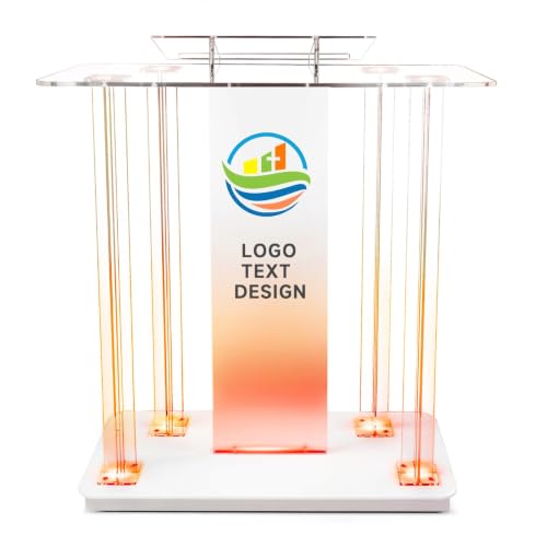 Acrylic Church Pilpits with Wheels, 46'' Church Podium with 15 Colors RGB LED Lights,Podium Stand Lecterns Pulpits for Church, Wedding, Concert Speech, Classroom (40”L*17.7”W *40”H) - size: 40”L*17.7”W *40”H