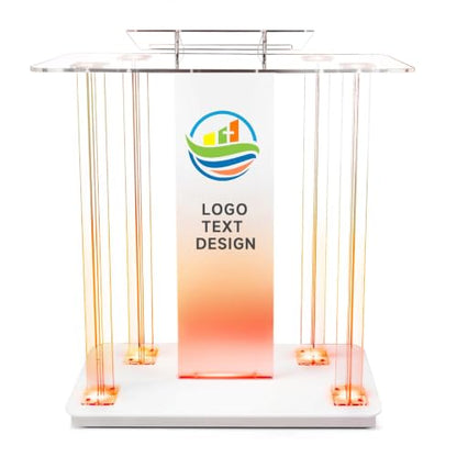 Acrylic Church Pilpits with Wheels, 46'' Church Podium with 15 Colors RGB LED Lights,Podium Stand Lecterns Pulpits for Church, Wedding, Concert Speech, Classroom (40”L*17.7”W *40”H) - size: 40”L*17.7”W *40”H