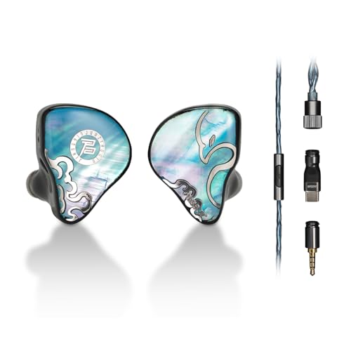 HiFiGo Juzear Defiant Gamefidelity Edition Gaming IEMs, 1DD+3BA Hybrid Driver Wired Earbuds, Noise Isolating in‑Ear Monitors with HD Mic, Swappable 3.5mm/USB‑C for PC/PS5/Switch/Mobile (Blue) - color: Blue