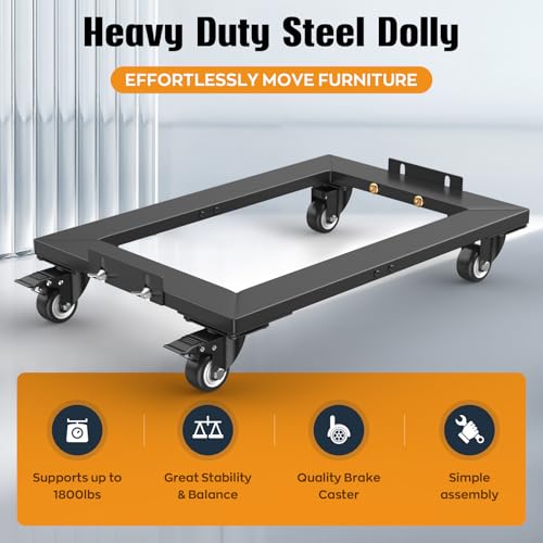 IMAYCC Furniture Moving Dolly 1800LBS, Heavy Duty Dolly cart with Wheels, Reinforced Steel Frame Moving Dolly 4 Wheels with Brake 23.4" x 15.7" Furniture Dolly - size: 1 Pack