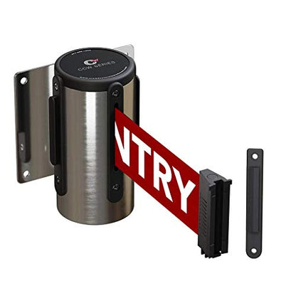 Crowd Control Warehouse WMB-120 Fixed Wall Mount Retractable Belt Barrier - color: Red"NO ENTRY"
