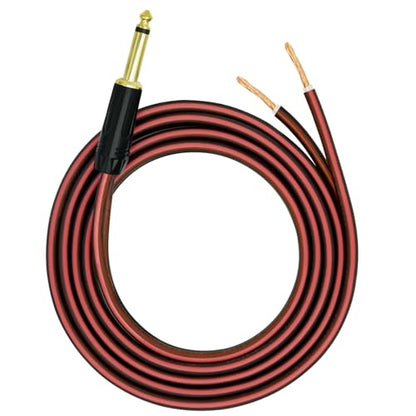 Yuchenfeng 1/4" Gold-Plated TS Mono Plug to Bare Wire Speaker Cable - 6.35mm Male Mono Adapter Replacement Open End for Guitar, Mic & DJ Gear | Hi-Fi Audio(16.4FT) - size: 16.4FT 1PCS