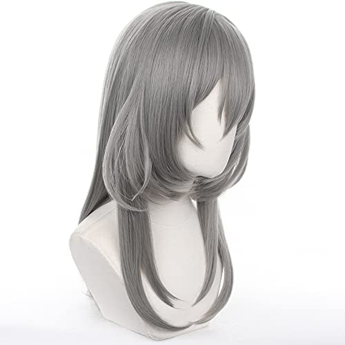 Anime Grey Long Wigs Women Straight Hair with Bangs COS Adult Game F!Trailblazer Cosplay Wigs Halloween,Christmas,Comic con,Game Show,Party - color: Gray W