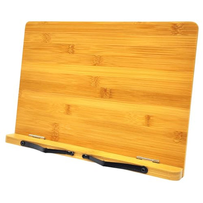 (15.4 x 11 Inch) Large Book Stand for Reading Hands Free,Recipe Book Holder | Cookbook Holder for Kitchen Counter,Textbook Stands for Heavy Thick Books,Bamboo Holders for Bible,Tablet,Law School,Drawing - size: 15.4 x 11 Inches
