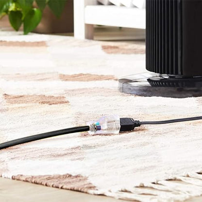 10 Ft Black Outdoor Extension Cord Lighted End Weatherproof 14 Gauge | UL Certified 14/3 SJTW Cable, 15A Rated, Great for Outdoor Projects, Tools and Seasonal Lights - size: 10FT, style: 14/3