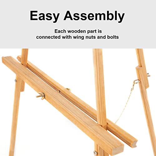 Falling in Art 65" A-Frame Wooden Tripod Easel Stand (Natural) | Display Easel with Adjustable Canvas Holder, Floor Easel for Wedding Signs, Posters, Paintings, Artwork - color: Natural-1 Pack