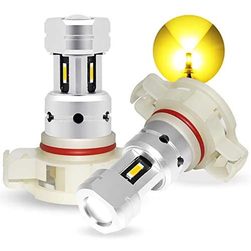 PHINLION 5202 Yellow LED Fog Light Bulbs, 3000K Amber Yellow, 2 Pack - color: Golden Yellow