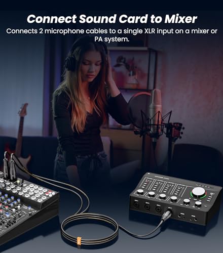 Tisino XLR Splitter Cable, 2 Female to 1 Male XLR Y-Splitter Cable, 1.5 FT | Balanced 3 Pin XLR Mic Combiner Y Cable for Microphones and Mixers, OFC Shielded Adapter Patch Cord - size: 1.5 feet