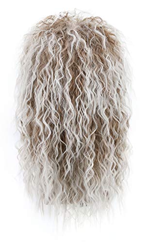 karlery Men and Women Long Curly Brown Gradient White Wig 70s 80s Rocker Mullet Party Funny Wig Costume Wig | Rocker Mullet Party Funny Wig Costume Wig