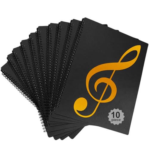 10Pack Sheet Music Folder,10 Double Sided Pocket Music Binder for Musicians | Matte Anti-Glare Pockets, 180° Flat Open, Waterproof PP Material Holds 20 Music Sheets - style: 10Pack