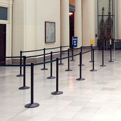 Commercial-Grade Stanchion 2-Pack by Visiontron – RETRACTA-Belt Prime (Model P101SB) 10’ Retractable Belt Barrier - Heavy Base Crowd Control Barrier (Black Post w/Caution Belt) - color: Black Post w/ Caution Do Not Enter Belt