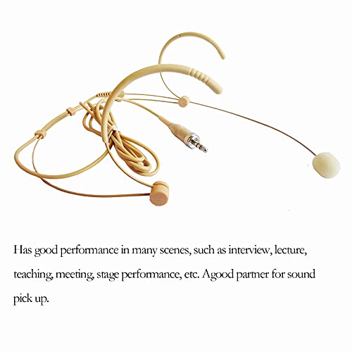 Headset Microphone Discreet Headworn Ear Hook Earset Over the Ear Mic for Sennheiser Wireless Transmitter, Ideal for Lectures, Live Performance, Theater, Podcasts – Beige (Pack of 2) - size: 3.5mm Screw Lock Plug for Sennheiser (Pack of 2)