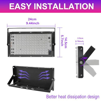 100W LED Black Lights for Glow Party, IP65 Waterproof UV Blacklight Floodlight 395nm Black Light Spotlight Purple Black Light Flood Light Fluorescent UV Light Lamp for Halloween Decor (4 Pack) - size: 100W