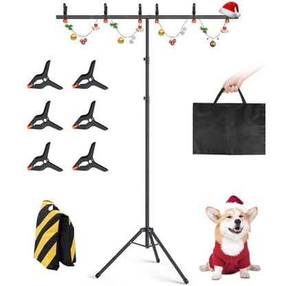 Forlogic Portable T-Shape Backdrop Stand Support Kit 8x5.3ft, Adjustable Photo Green Screen Back Drop Stand for Party, Photography Videography Studio (8×5.3Ft) - size: 8×5.3Ft
