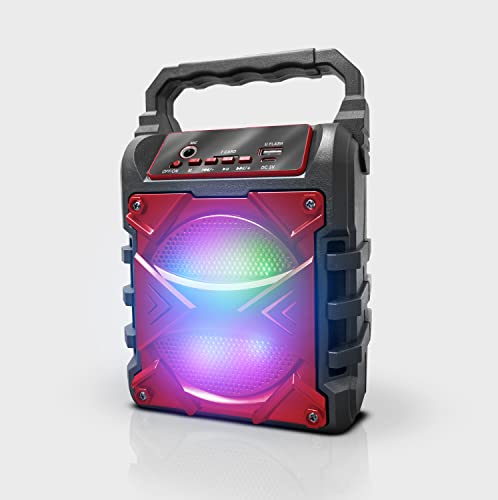 Top Tech Jet-4 Bluetooth Speaker, 400W, 4" Woofer, Rich Bass, 6hr Playtime, Disco Lights, Karaoke Mode, TWS, 100ft Range, USB, TF, Mic Input, Portable Speaker – Red - color: Red