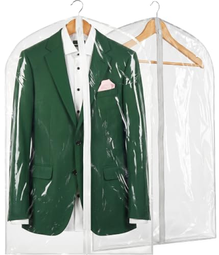 Handy Laundry Clear Vinyl Garment Bag - Protect Your Clothing While Traveling and Dust Free While Hanging in Your Closet. Ideal for Coats, Suits, Dresses or Gowns - Set of 2 (24 X 54 Inches) - size: 24" x 54", style: Clear Vinyl