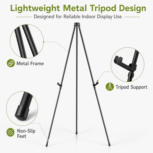 3 Pack Easel Stand for Sign, 63 Inch Portable Display Easel Stand, Black Metal Floor Easel for Wedding Welcome Sign, Poster Board, Party, Presentation, Event Display with Storage Bags