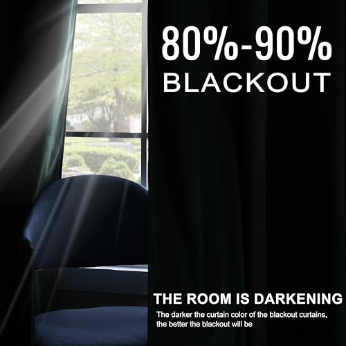 Dark Green Velvet Curtains 84 inch Length Grommet Blackout Curtains for Bedroom Light Blocking Thermal Insulation Drapes Set of 2 Panels 38”x 84” - color: Black Green, size: 38"W x 84"L (Pack of 2)