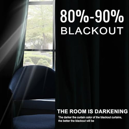 Dark Green Velvet Curtains 84 inch Length Grommet Blackout Curtains for Bedroom Light Blocking Thermal Insulation Drapes Set of 2 Panels 38”x 84” - color: Black Green, size: 38"W x 84"L (Pack of 2)