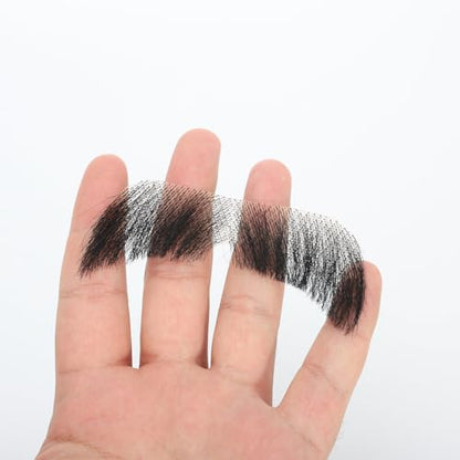 Hand-Tied Human Hair Fake Beard and Mustache for Costumes and Theater | Hand-knotted human hair on lightweight lace creates natural-looking facial hair for costumes, cosplay, theater and film - color: Style 4--black