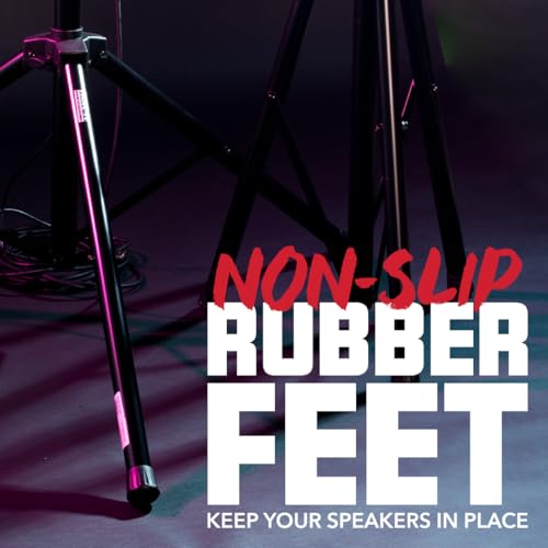 Rok-It Heavy Duty Speaker Stand Set and Carry Bag with Tripod Base and Height Adjustable from 47" to 70", 110lb Weight Capacity – 2 Stands (RI-SPKRSTDSET)