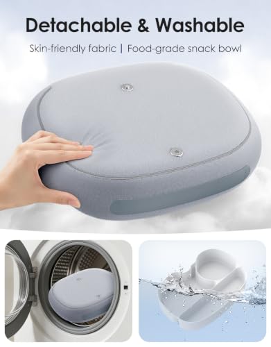 RIWUCT Tablet Pillow Stand for Bed, [Adjustable & Stable] Kindle Holder for 5-12.9" Phone/iPad/Tablet/E-Reader with 360° Rotating Clip & Snack Bowl, for iPad Stand Hands-Free Reading on Bed/Sofa, Gray - color: Gray